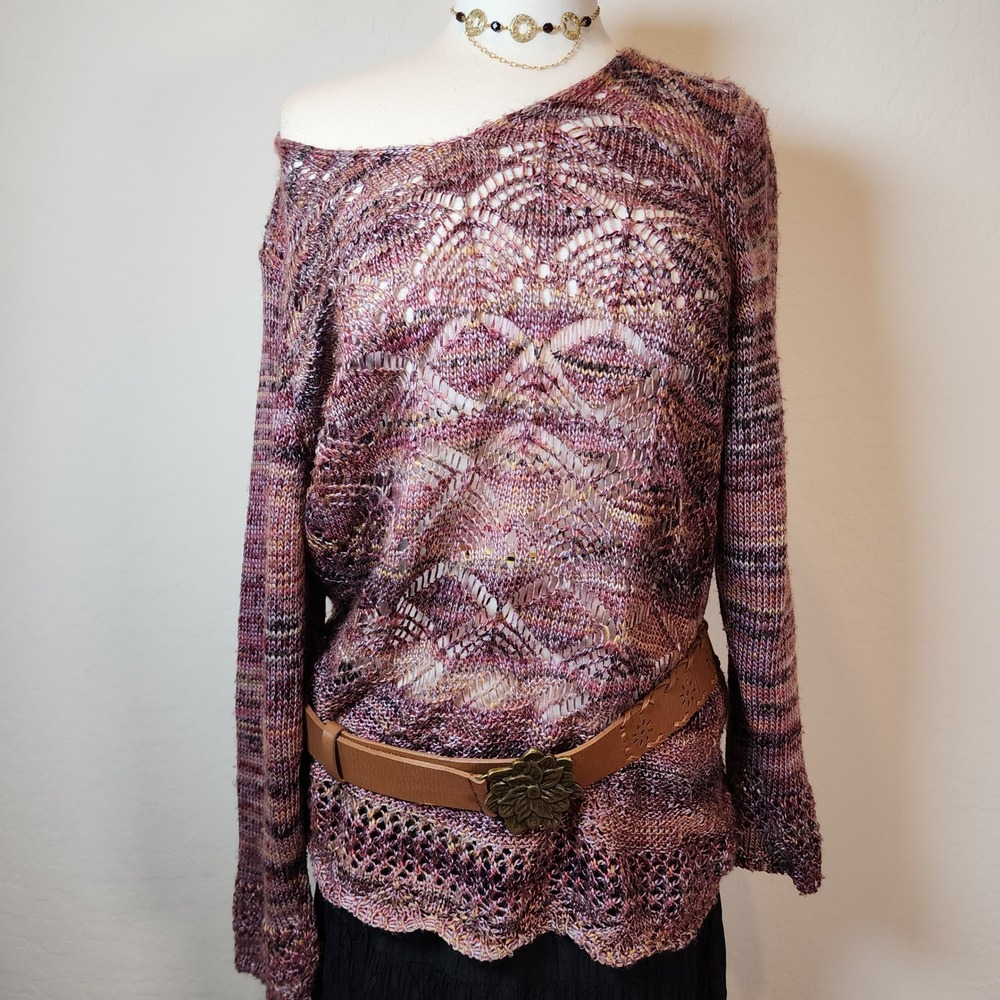 DB Established 1962‎ Woman 2X Sweater Knit Open Weave Pullover Layering Top